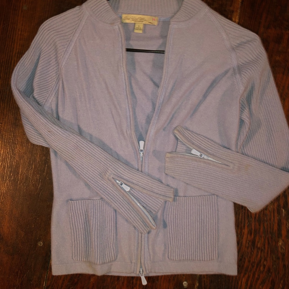 One girl Who Pure Cashmere Zip up Sweater S